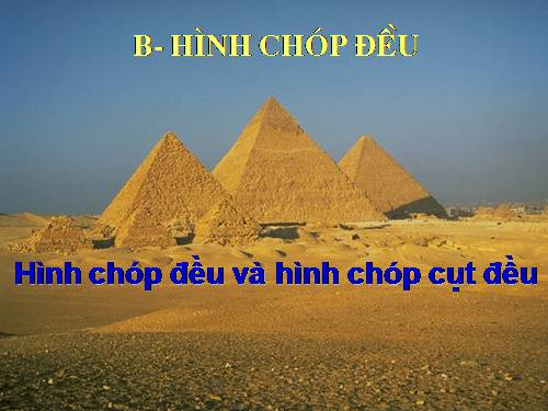 Chương IV. §7. Hình chóp đều và hình chóp cụt đều