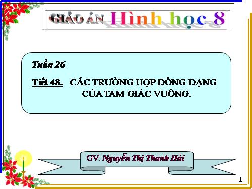 Chương III. §8. Các trường hợp đồng dạng của tam giác vuông