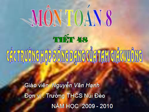 Chương III. §8. Các trường hợp đồng dạng của tam giác vuông