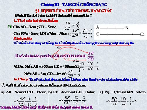 Chương III. §1. Định lí Ta-lét trong tam giác