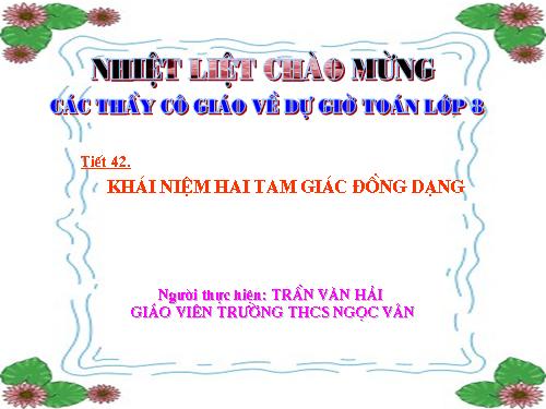 Chương III. §4. Khái niệm hai tam giác đồng dạng