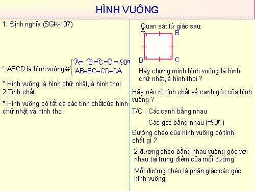 Chương I. §12. Hình vuông