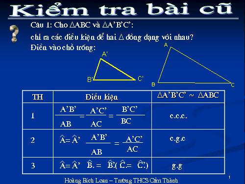 Chương III. §8. Các trường hợp đồng dạng của tam giác vuông