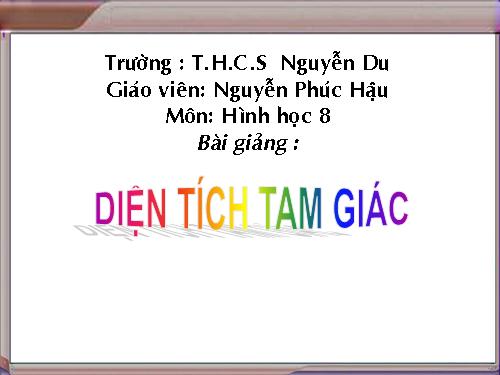 Chương II. §3. Diện tích tam giác