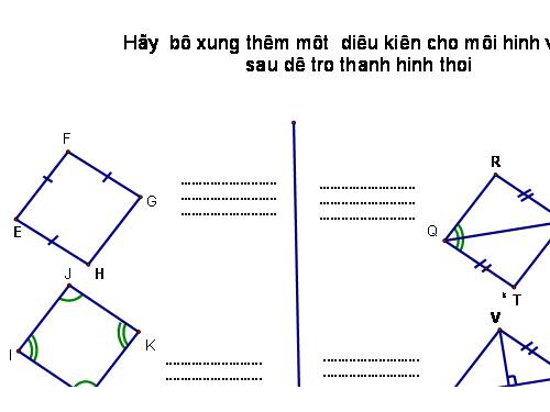 PHIẾU HỌC TẬP  KIỂM TRA MỨC ĐỘ HIỂU DẤU HIỆU NHẬN BIẾT HÌNH THOI