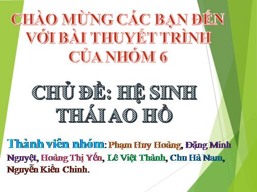 chuyên đề hệ sinh thái lớp 9 - HST ao hồ