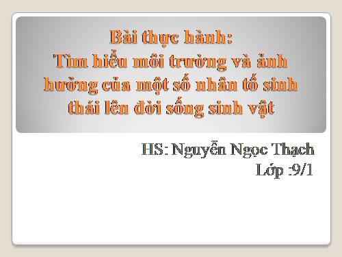 Bài 45. Thực hành: Tìm hiểu môi trường và ảnh hưởng của một số nhân tố sinh thái lên đời sống sinh vật