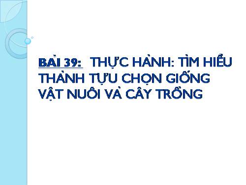 Bài 39. Thực hành: Tìm hiểu thành tựu chọn giống vật nuôi và cây trồng