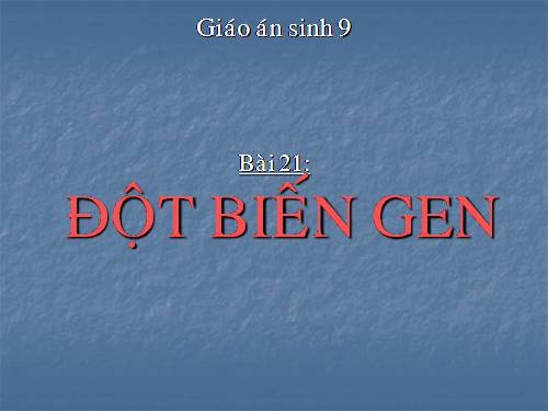 Bài 21. Đột biến gen