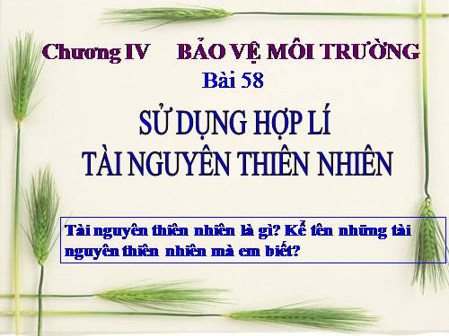 Bài 58. Sử dụng hợp lí tài nguyên thiên nhiên