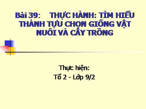 Bài 39. Thực hành: Tìm hiểu thành tựu chọn giống vật nuôi và cây trồng