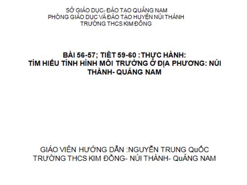 Bài 56. Thực hành: Tìm hiểu tình hình môi trường ở địa phương