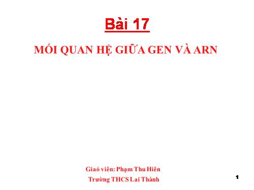 Bài 17. Mối quan hệ giữa gen và ARN