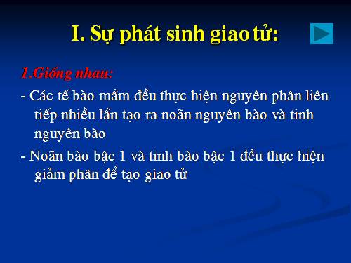 Bài 11. Phát sinh giao tử và thụ tinh