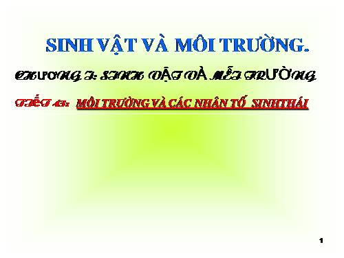Bài 41. Môi trường và các nhân tố sinh thái