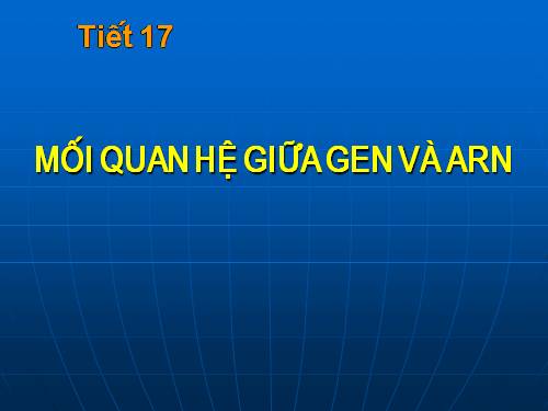 Bài 17. Mối quan hệ giữa gen và ARN