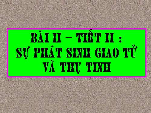 Bài 11. Phát sinh giao tử và thụ tinh