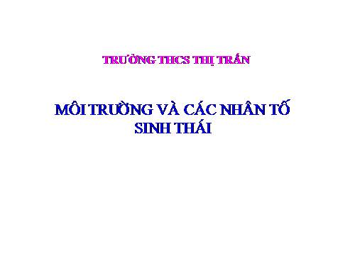 Bài 41. Môi trường và các nhân tố sinh thái