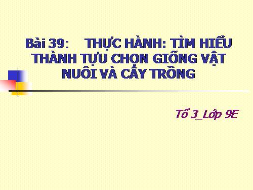 Bài 39. Thực hành: Tìm hiểu thành tựu chọn giống vật nuôi và cây trồng