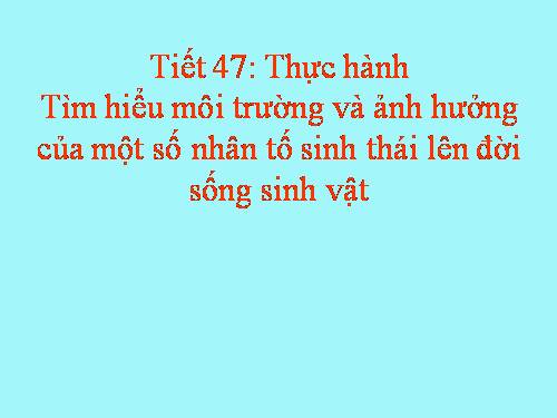 Bài 45. Thực hành: Tìm hiểu môi trường và ảnh hưởng của một số nhân tố sinh thái lên đời sống sinh vật