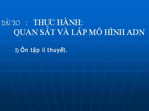 Bài 20. Thực hành: Quan sát và lắp mô hình ADN