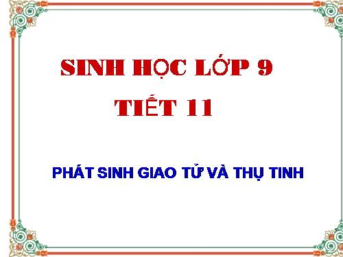 Bài 11. Phát sinh giao tử và thụ tinh
