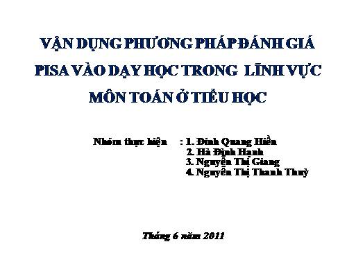 Vận dụng đánh giá PISA trong trường tiểu học.