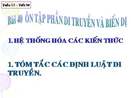 Bài 40. Ôn tập phần Di truyền và biến dị