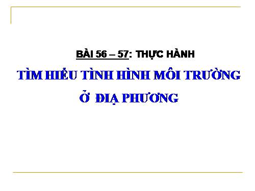 Bài 56. Thực hành: Tìm hiểu tình hình môi trường ở địa phương