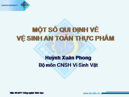 một số qui định an toan vệ sinh thực phẩm