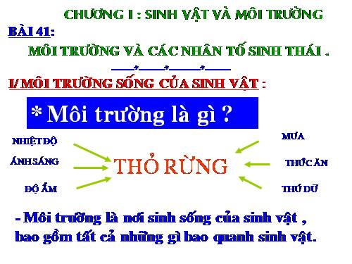 Bài 41. Môi trường và các nhân tố sinh thái