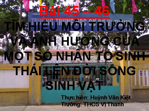 Bài 45. Thực hành: Tìm hiểu môi trường và ảnh hưởng của một số nhân tố sinh thái lên đời sống sinh vật