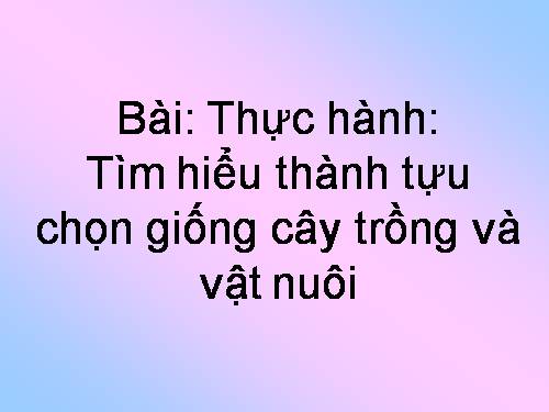 Bài 39. Thực hành: Tìm hiểu thành tựu chọn giống vật nuôi và cây trồng