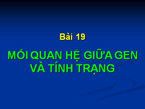 Bài 19. Mối quan hệ giữa gen và tính trạng