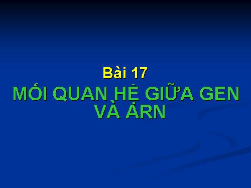 Bài 17. Mối quan hệ giữa gen và ARN