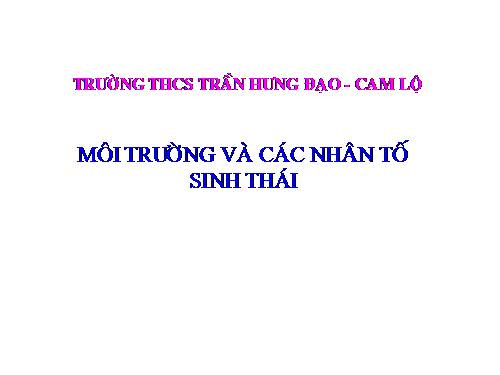 Bài 41. Môi trường và các nhân tố sinh thái