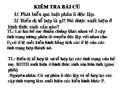 Bài 5. Lai hai cặp tính trạng (tiếp theo)