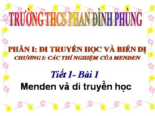 Bài 1. Menđen và Di truyền học