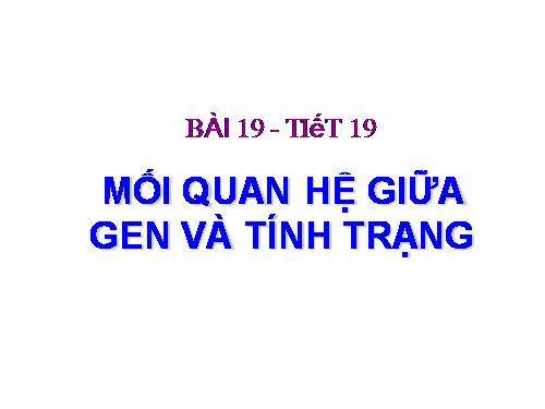 Bài 19. Mối quan hệ giữa gen và tính trạng