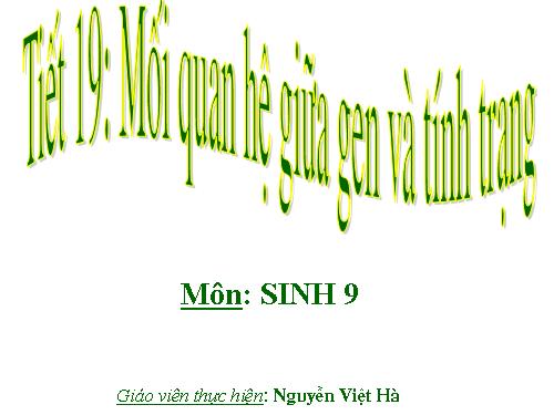 Bài 19. Mối quan hệ giữa gen và tính trạng