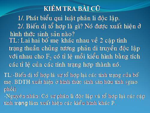 Bài 5. Lai hai cặp tính trạng (tiếp theo)