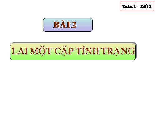 Bài 2. Lai một cặp tính trạng