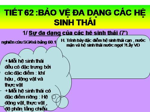 Bài 60. Bảo vệ đa dạng các hệ sinh thái