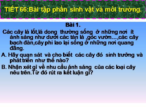 Bài 63. Ôn tập phần Sinh vật và môi trường