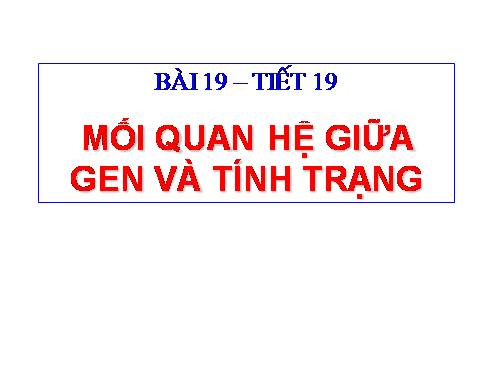 Bài 19. Mối quan hệ giữa gen và tính trạng