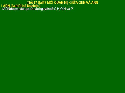 Bài 17. Mối quan hệ giữa gen và ARN