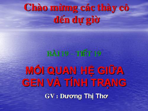 Bài 19. Mối quan hệ giữa gen và tính trạng