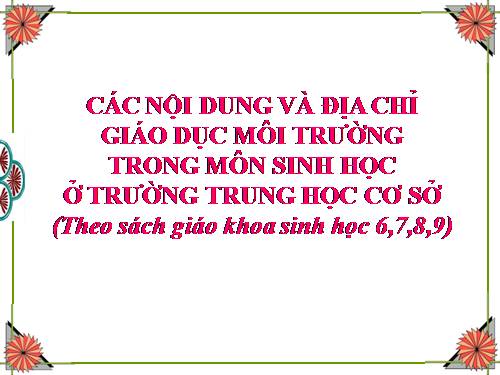 Tích hợp giáo dục môi trường môn sinh học