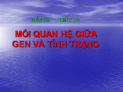 Bài 19. Mối quan hệ giữa gen và tính trạng