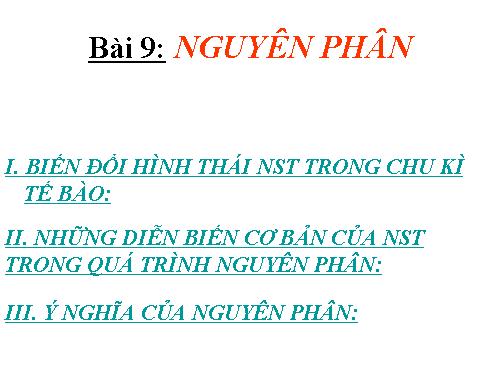 Bài 9. Nguyên phân